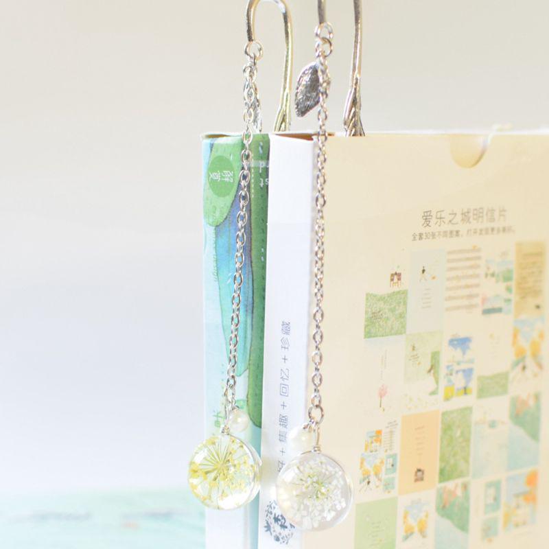 Bookmark Feather Dried Flower Gypsophila Specimen Metal Bookmarks Stationery Gift