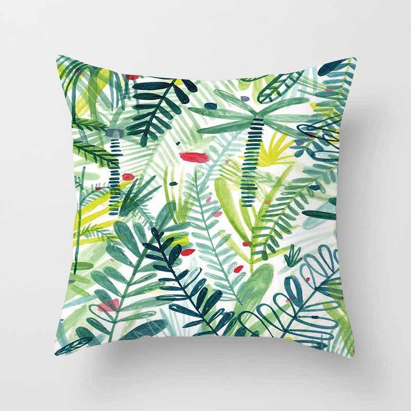 Fashion Tropical Plant Polyester Pillow Case Office Fabric Sofa Cushion Cover Home Polyester Pillow Case