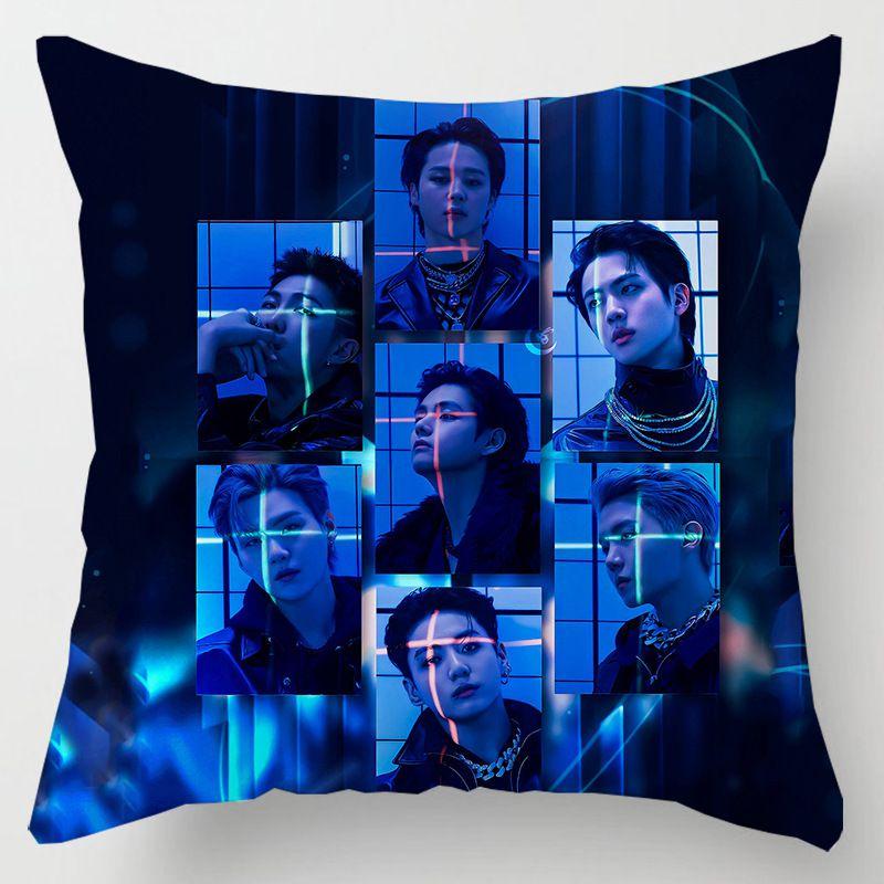 Kpop 18in Bts Bangtan Boys Cushion Cover Decorative Soft Pillow Case Peach Skin
