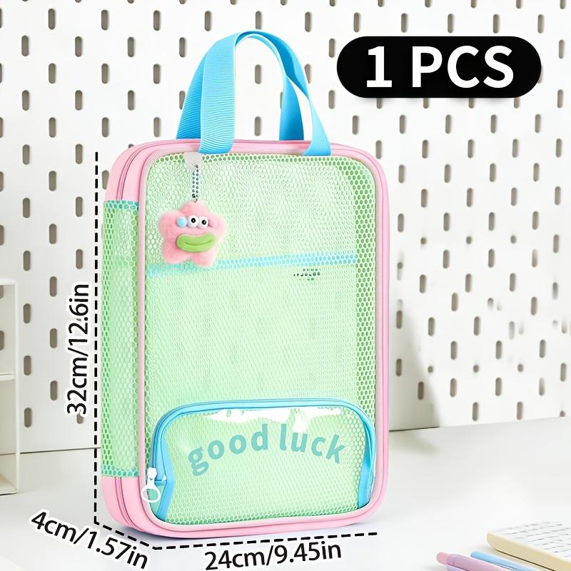 1pc Huajie Dopamine Color Block Tutoring Bag, 3-Layer Large Capacity, Front Pencil Bag, Document Book Storage
