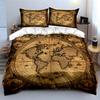 Vintage World Map Decor Set  Kid'S And Adults' Bedroom Decor, Exquisite Three-Piece Bedding Set Gift