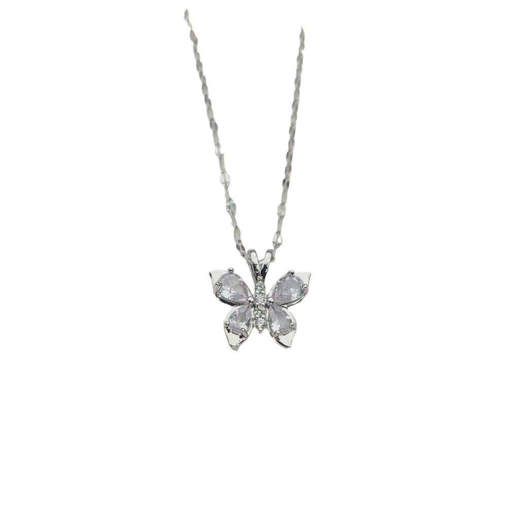 Butterfly Necklace Women'S High-End Sense Simple And Versatile Temperament Inlaid Zircon Collarbone Chain Jewelry