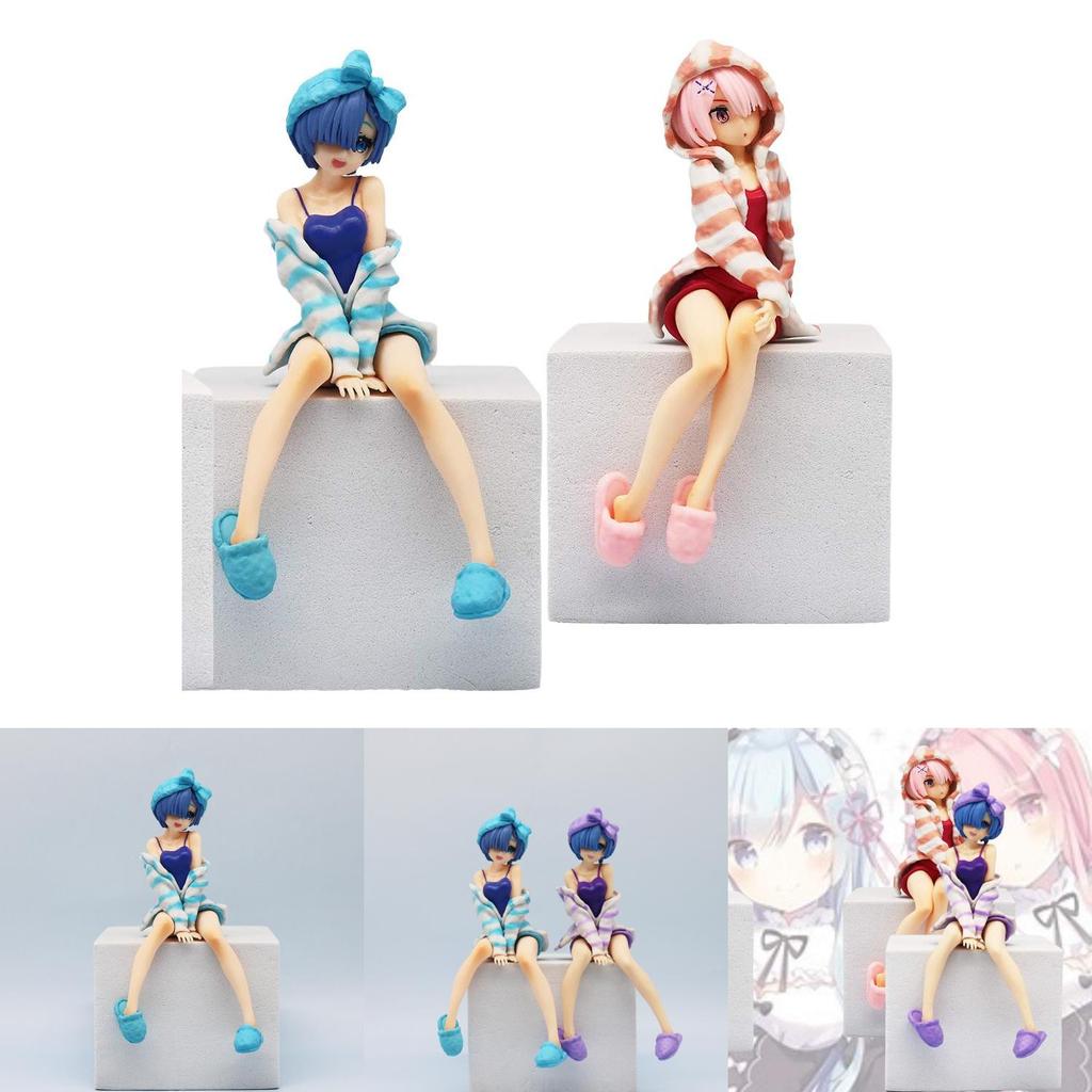 Rem Ram Pvc Figure 14cm Anime Collectible Cartoon Home Wear Decoration
