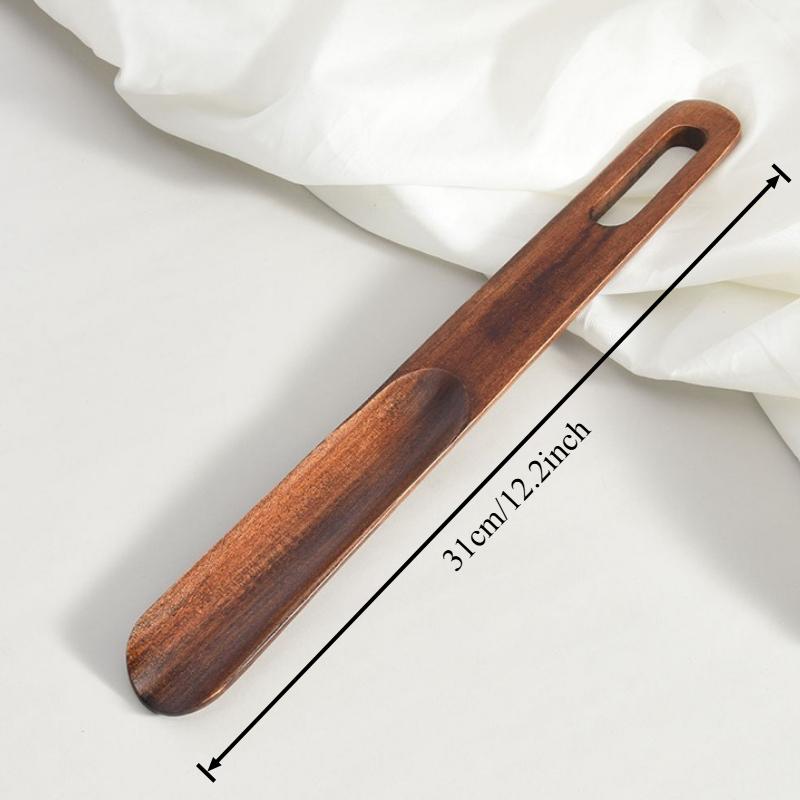 Solid Wood Long Handled Shoe Puller Hotel Supplies Walnut Color Shoe Lifting Device Home Shoe Wearing Device