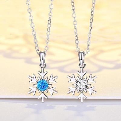 Elegante Damen Schneeflocken Anhänger Halskette - Leichtes Luxusdesign, Weihnachtsgeschenk 2022 Schlüsselbeinkette.