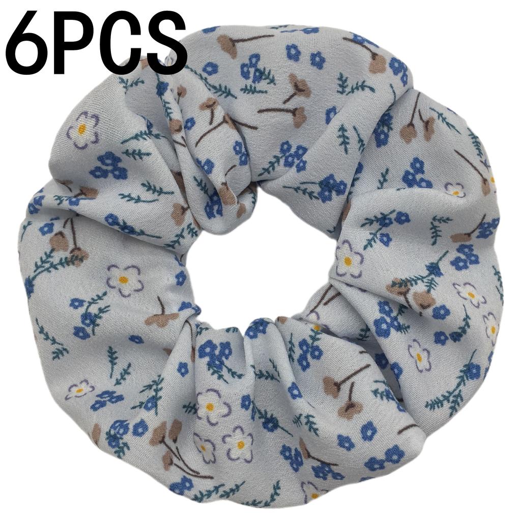 6pcs/lot Hair Scrunchies Bands Scrunchy Ties Ropes Ponytail Holder for Women Accessories Fabric Headwear Ditsy Floral Sweet Cute