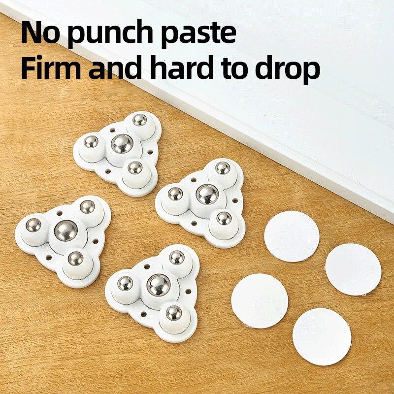 4PCS Non Punching Adhesive Ball Pulley Furniture Mobile Base Accessories Small Wheels Storage Bin Garbage Bin Universal Wheels