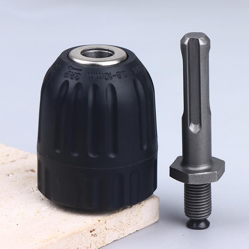 1Pcs 0.8-10mm Keyless Drill Chuck 3/8" To 24UNF Thread 1/4" Hex Shank Quick Change Adapter Steel Quick Connection