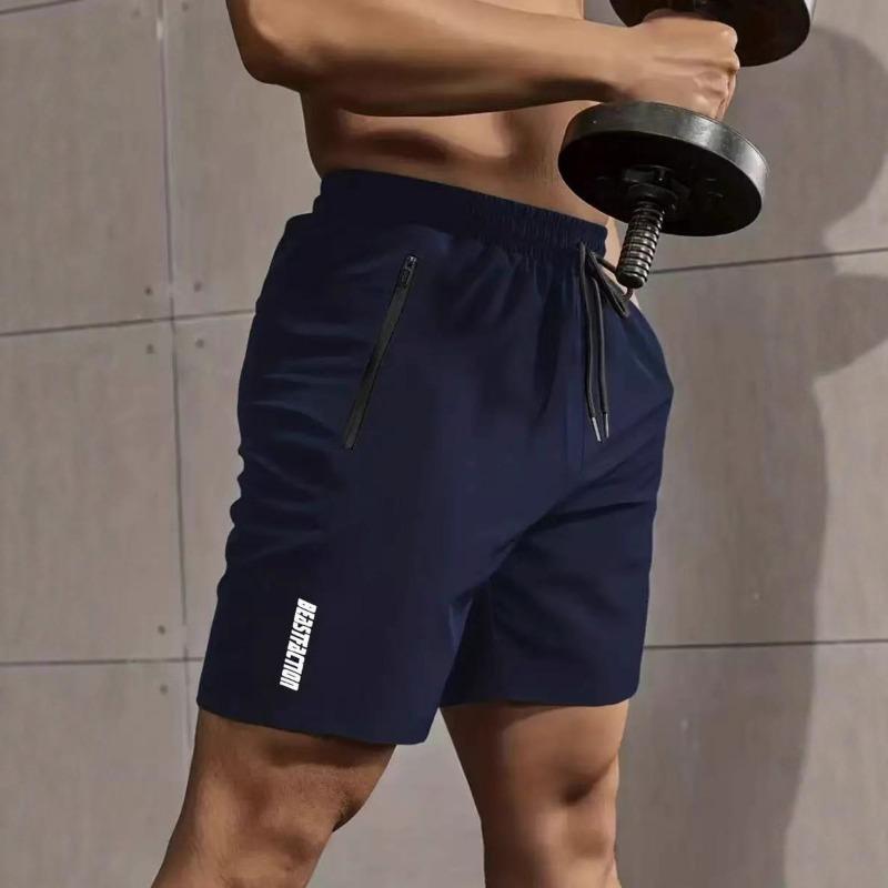 Herren Schwarz Schnelltrocknende Trainingsshorts mit Reißverschlusstasche Kordelzug Taille Sportliche Fitnessshorts