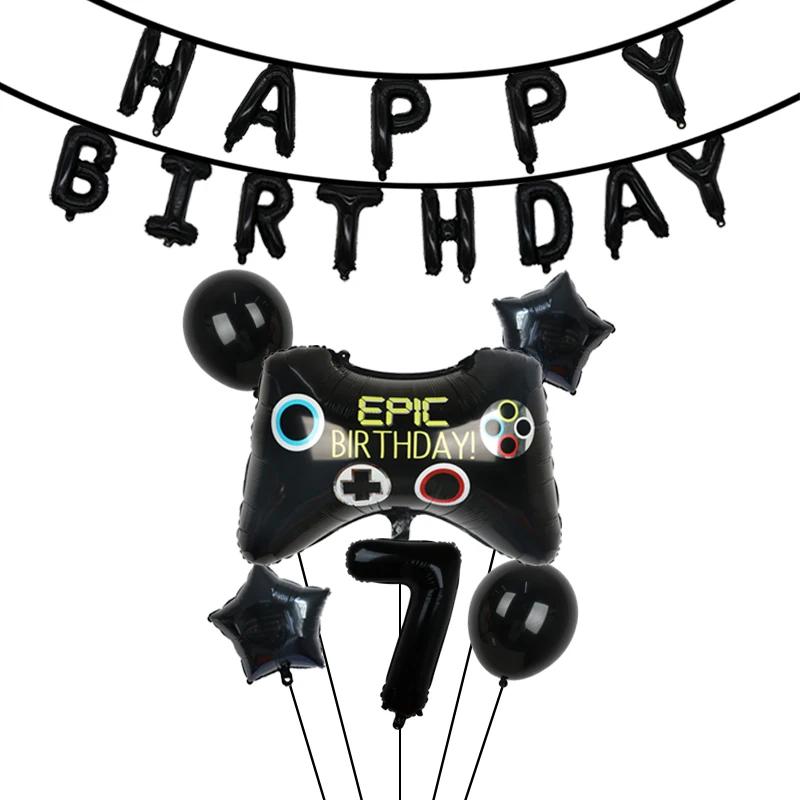 Video Game Party Supplies Set Baby Boy Birthday Party Decoration Happy Birthday Gaming Backdrop Game Table Covers Gamer Balloons