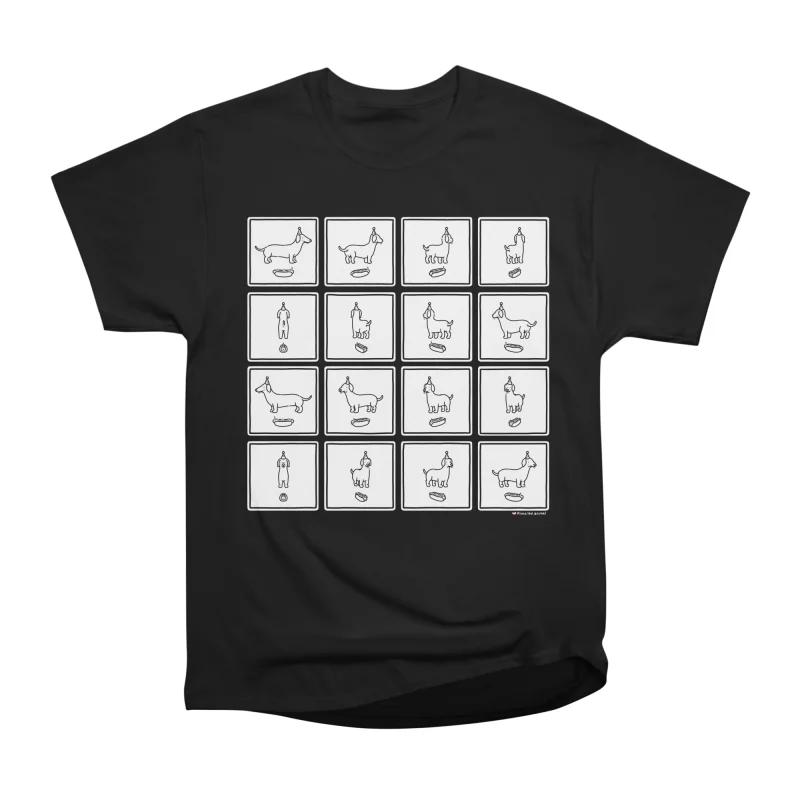 

Men Casual Shirts Short Sleeves HOT DOG Black Tees Oversized T-shirts S чёрный