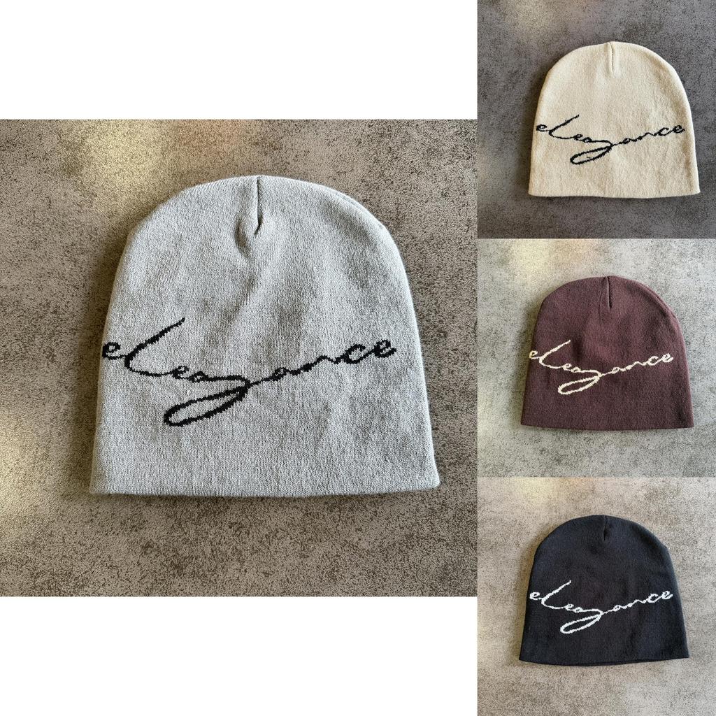 Knit Hat With Letter Pattern For Men And Women Warm Winter Outdoor Accessory