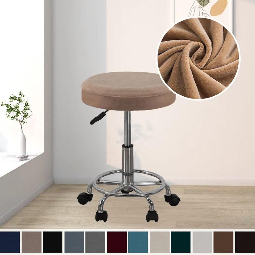 Elastic Bar Round Stool Cover Thickened Seat Chair Slipcover Soft Round Chair Cover