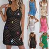 Kvinners Sommer Vest Kjoler Håndheklet Blomsterstikning Strikket Hulemønster Strand Bikini Cover-Ups Halterkjole