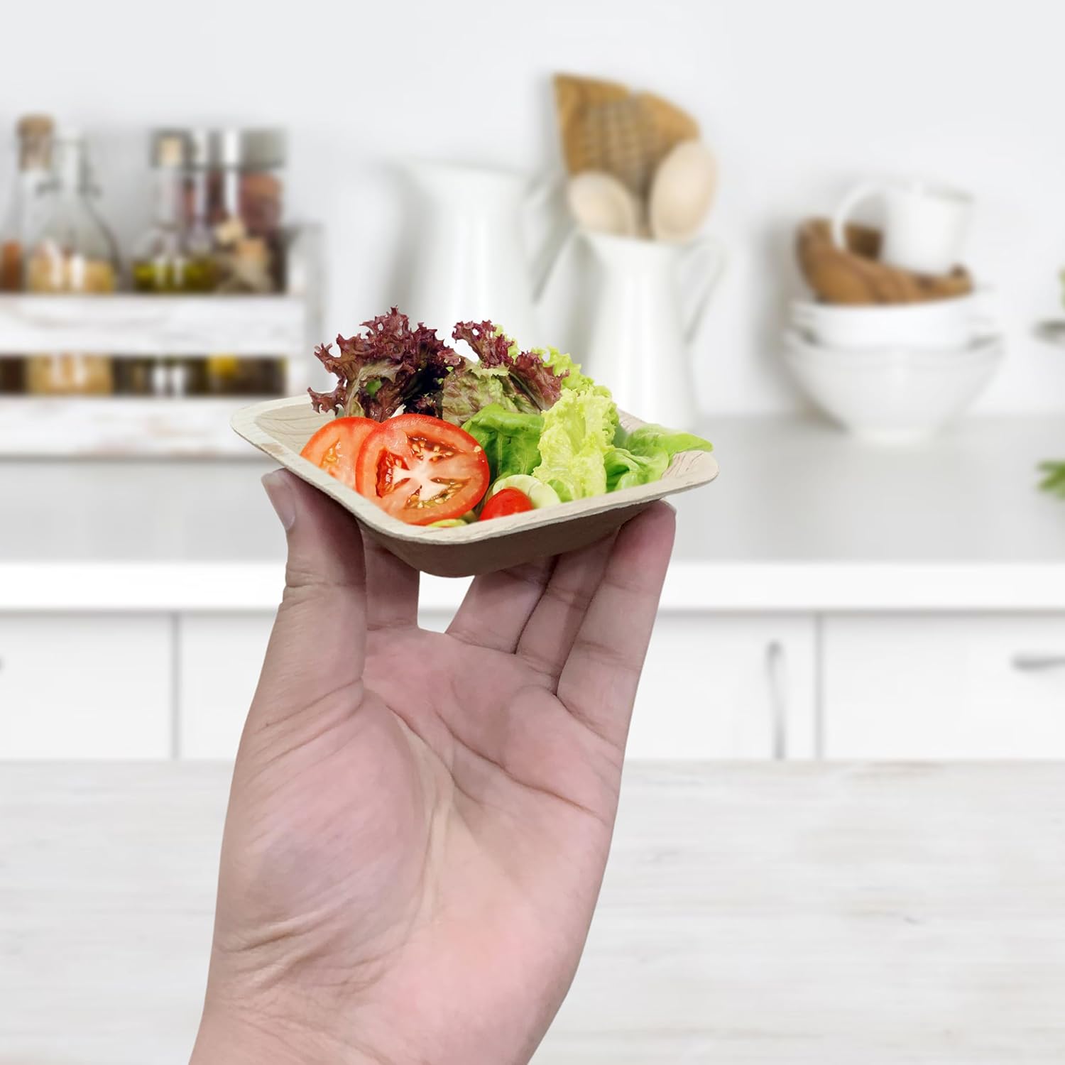 

Одноразовая праздничная тарелка, квадратная тарелка для закусок из пальмового листа, тарелка для фруктов, можно складывать стопкой и биоразлагаемая, подходит для летних семейных вечеринок и 50pcs