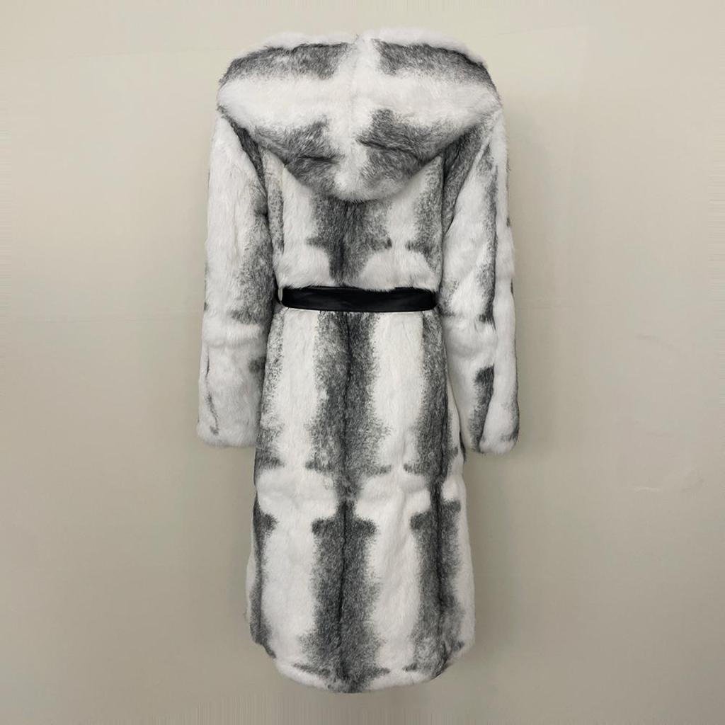 OFTBUY Real Rabbit Fur Natural Fur Coat Women Winter Fashion Warm Hooded Women Fur Jacket Designer Cold Outerwear New Fashi9on