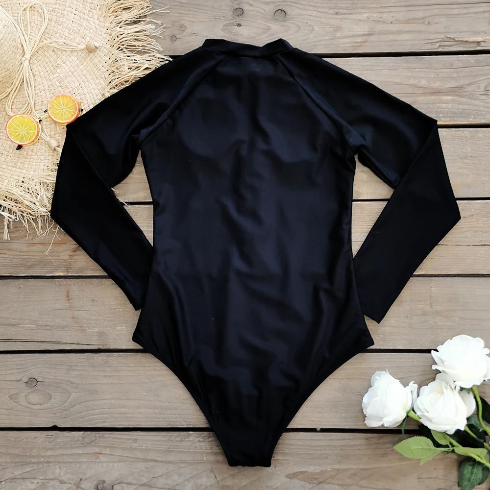 2025 Surfing Sport Swimsuit Long Sleeves Women One Piece Swimsuit Swimwear Solid Monokini Bathing Suit Tropical Bodysuit Female