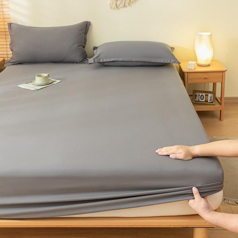 Solid Color Brushed Fitted Bed Sheet Set Soft Comfortable Non Slip Mattress Protector Cover for Single Double Cotton Fitted Sheet Soild Color