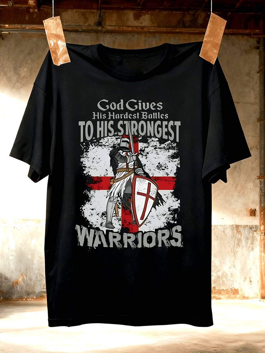 Unisexs Knights Templar Medieval Knight TShirt  St Georges Cross  Templar Sword Print HeavyDuty S