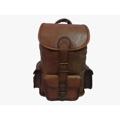 16" Leather Backpack Shoulder Bag Rucksack Handbag School Sports Outdoor Daypack