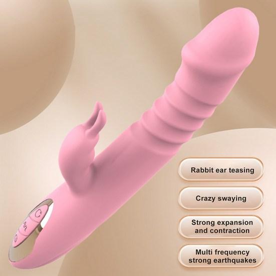 Vibrator Powerful Mode Rabbit Ears Strong Vibration Multi-frequency Retractable Soft Low Noise Flexible Enhance Relationship