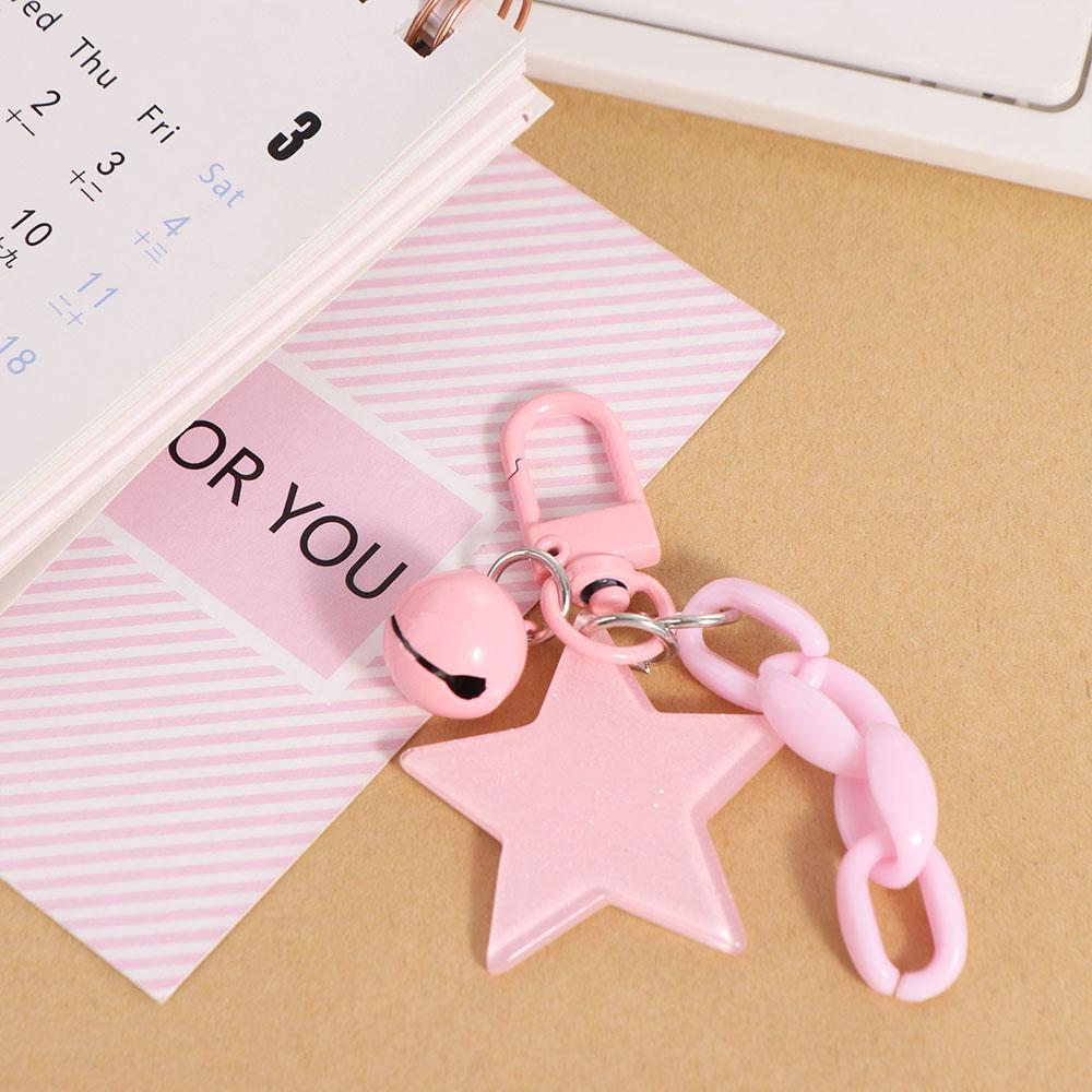 Bags Car Keys Decors Glitter Stars Pendant Pink and Black Y2K Jewelry Keychain Girl Boy Gift