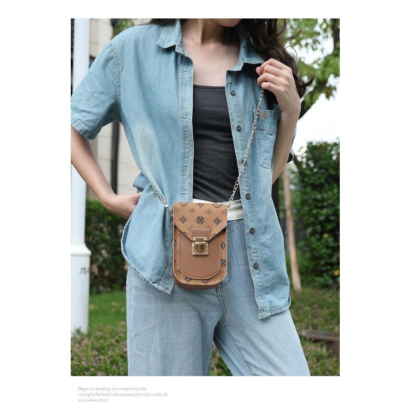 Printed Phone Crossbody Bag Versatile Women's Chain Strap Purse