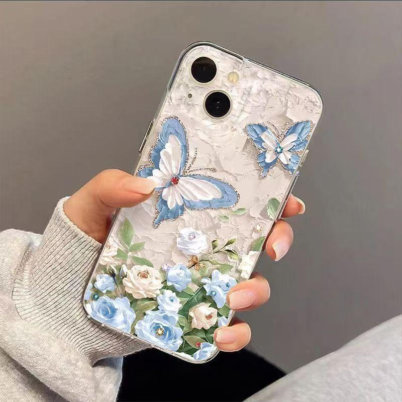Clear Phone Case For IPhone 17 15 14 13 Pro Max 11 12  Max 7 8 Plus  Stylish Shockproof Soft Cover Floral Butterfly