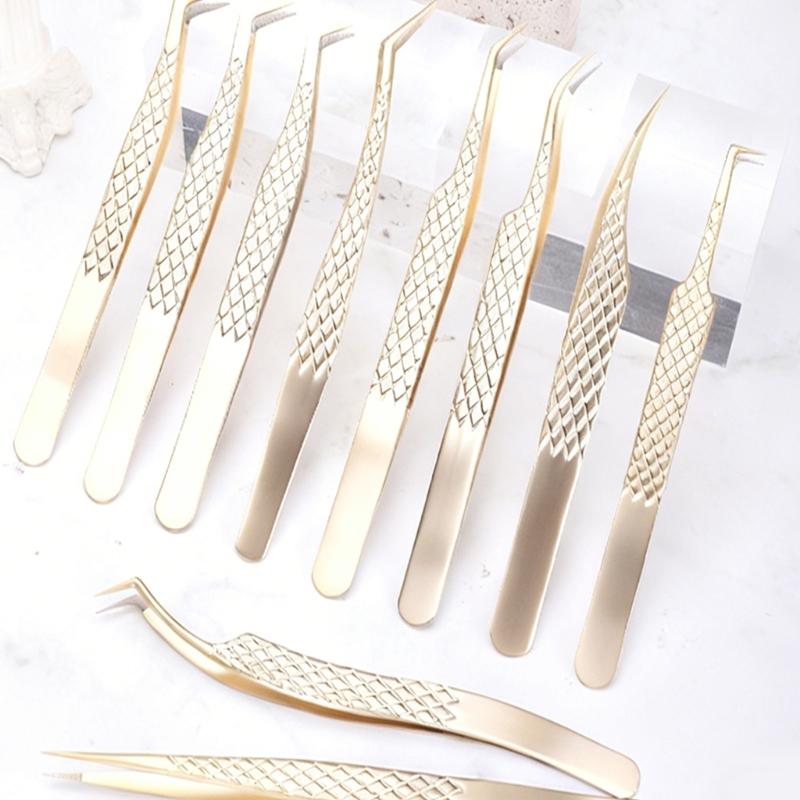 Ergonomic Grip Stainless Steel Eyelash Tweezers with Non Slip Handle for Comfortable Extended Beauty Tool