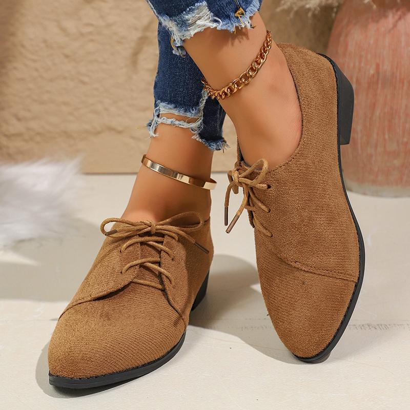 Fashion Vintage Leopard Print Derby Shoes for Women Casual Faux Suede Lace Up Work Shoes Woman Lightweight Comfortable Low Heel Loafers