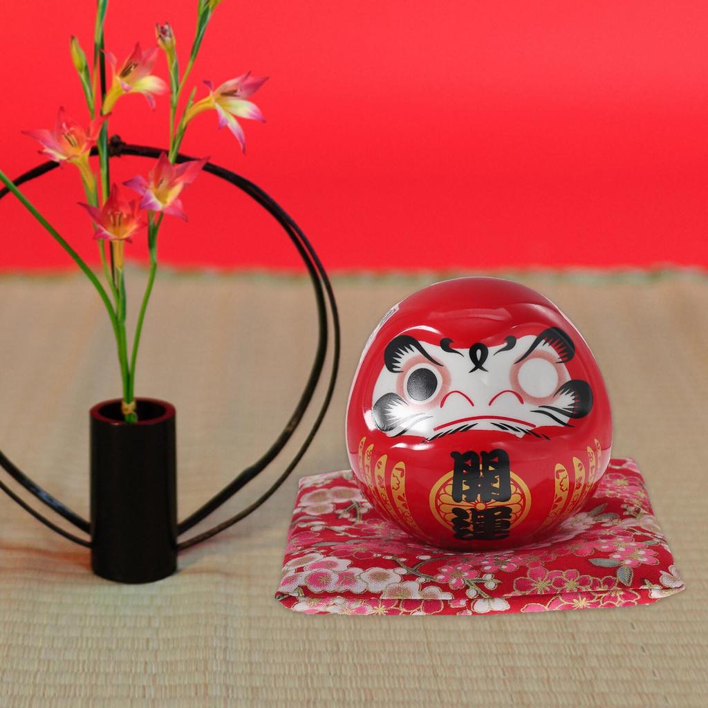 TOYMYTOY Daruma Ceramic Daruma Traditional Red Figurine, Japanese-Style Decor, Motif, Cute, Auspicious, Gift, Craft,