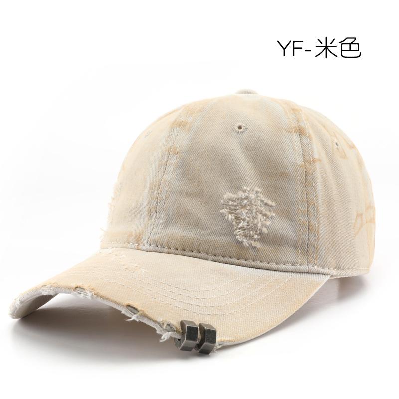 Women's solid-color, plain, washed, distressed, and ripped baseball cap, suitable for outdoor activities, providing sun protection and shade