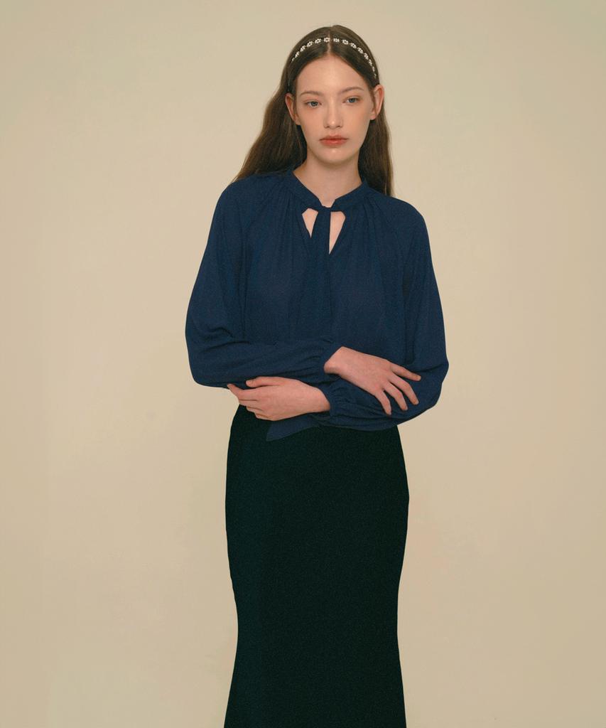 Aiseugadeuneiogongpal Mermaid Maxi Satin Skirt_Dark Sarpphire