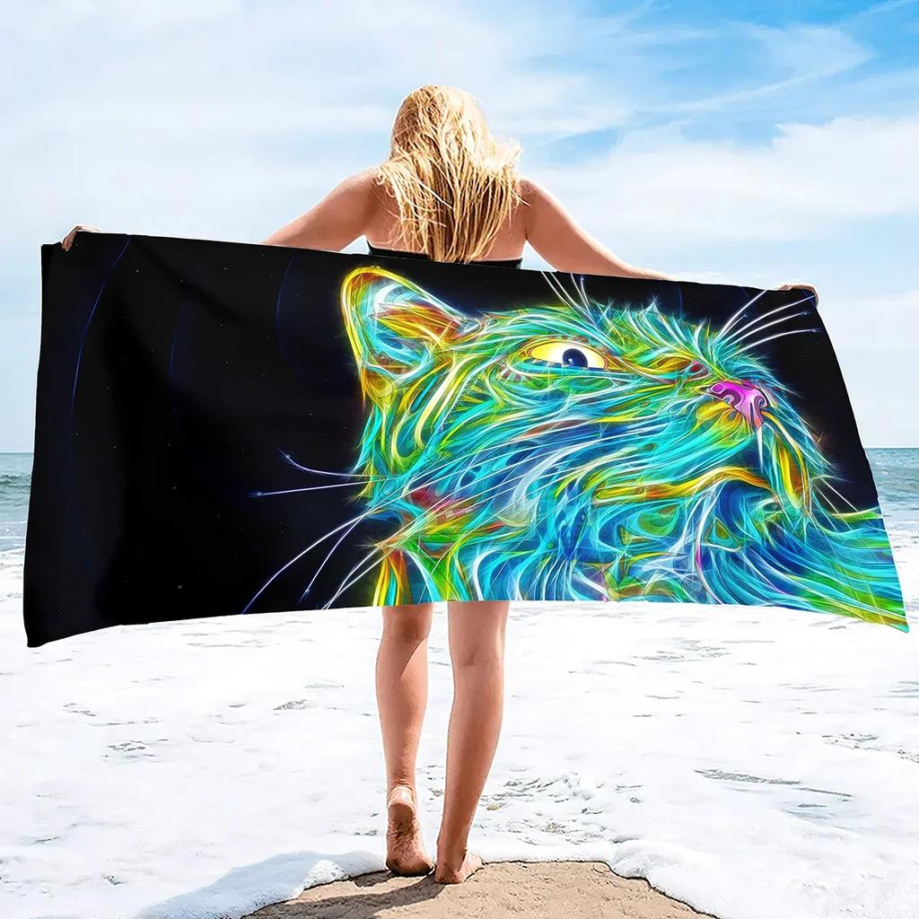 Kitten Cat Microfiber Beach Towel,Oversized Soft Absorbent Quick Dry Sand Free Thin Lightweight Beach Towel,Pool Swimming Towels