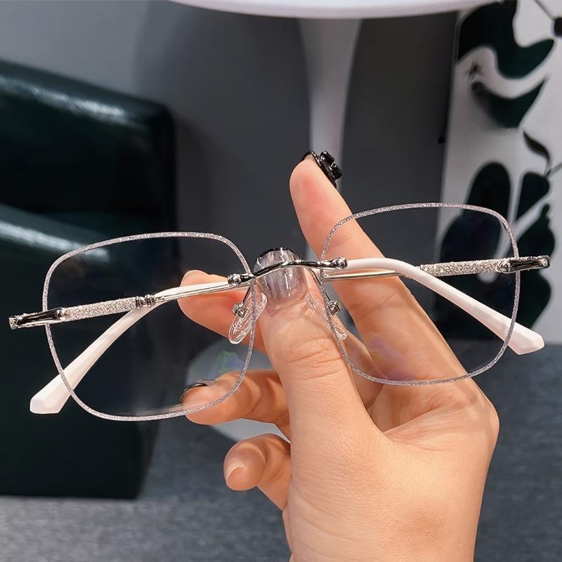 A Pair Of Frameless Transparent Lenses For Women With A Sparkling Galaxy Frame