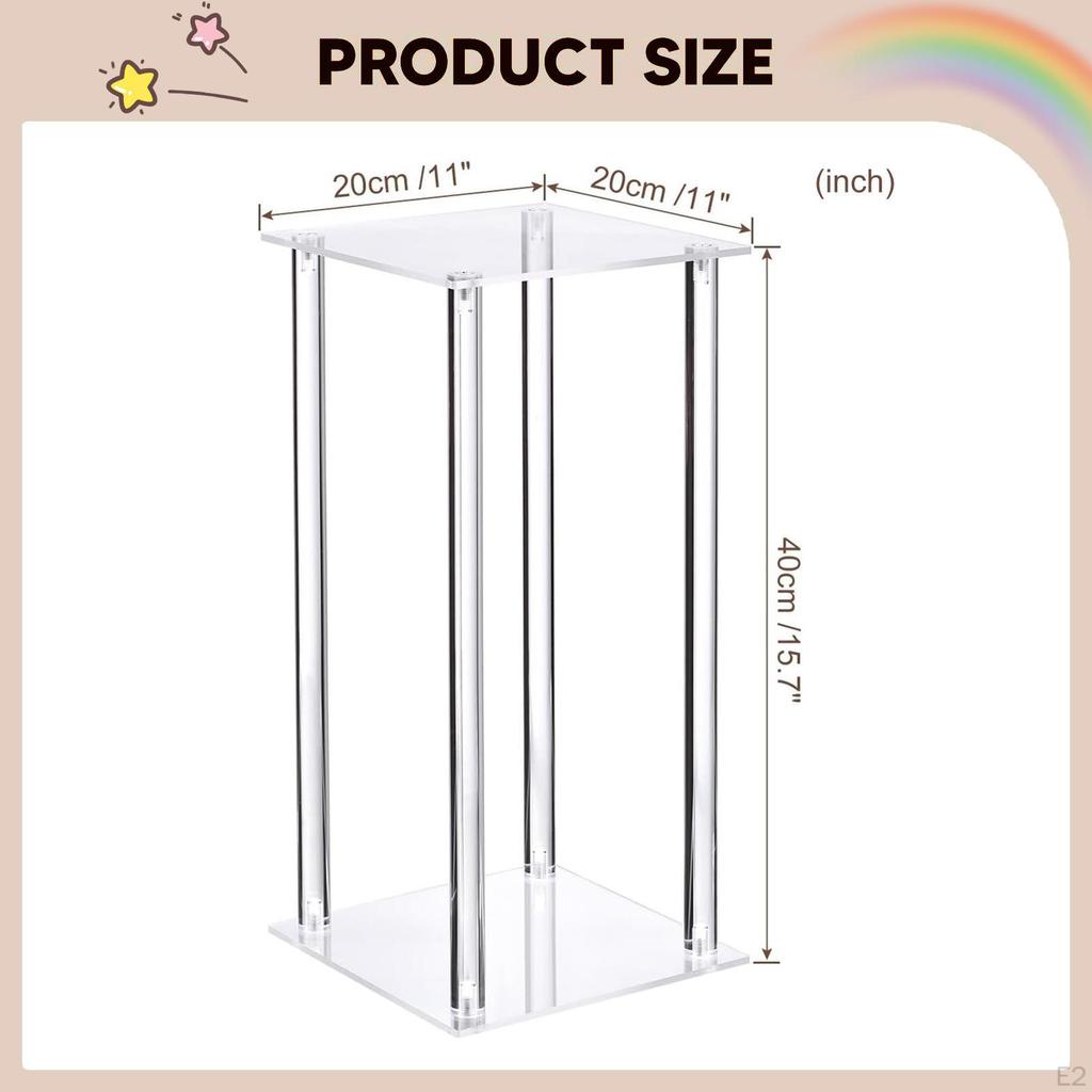 Acrylic Flower Stand Pillar Column Geometric Transparent Pedestal Tall Vase for Home