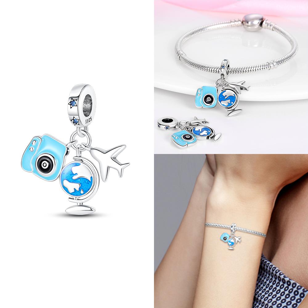 Charms Copper Original Blue Ocean Travel Cabin For Ships Planes Beads Fit Bracelet Women Jewelry Making Diy