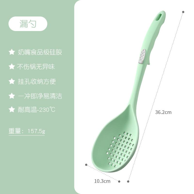 Heat Resistant Silicone Kitchen Utensils Set Easy to Clean Non-Stick Spoon And Cooking Spatula Set Green