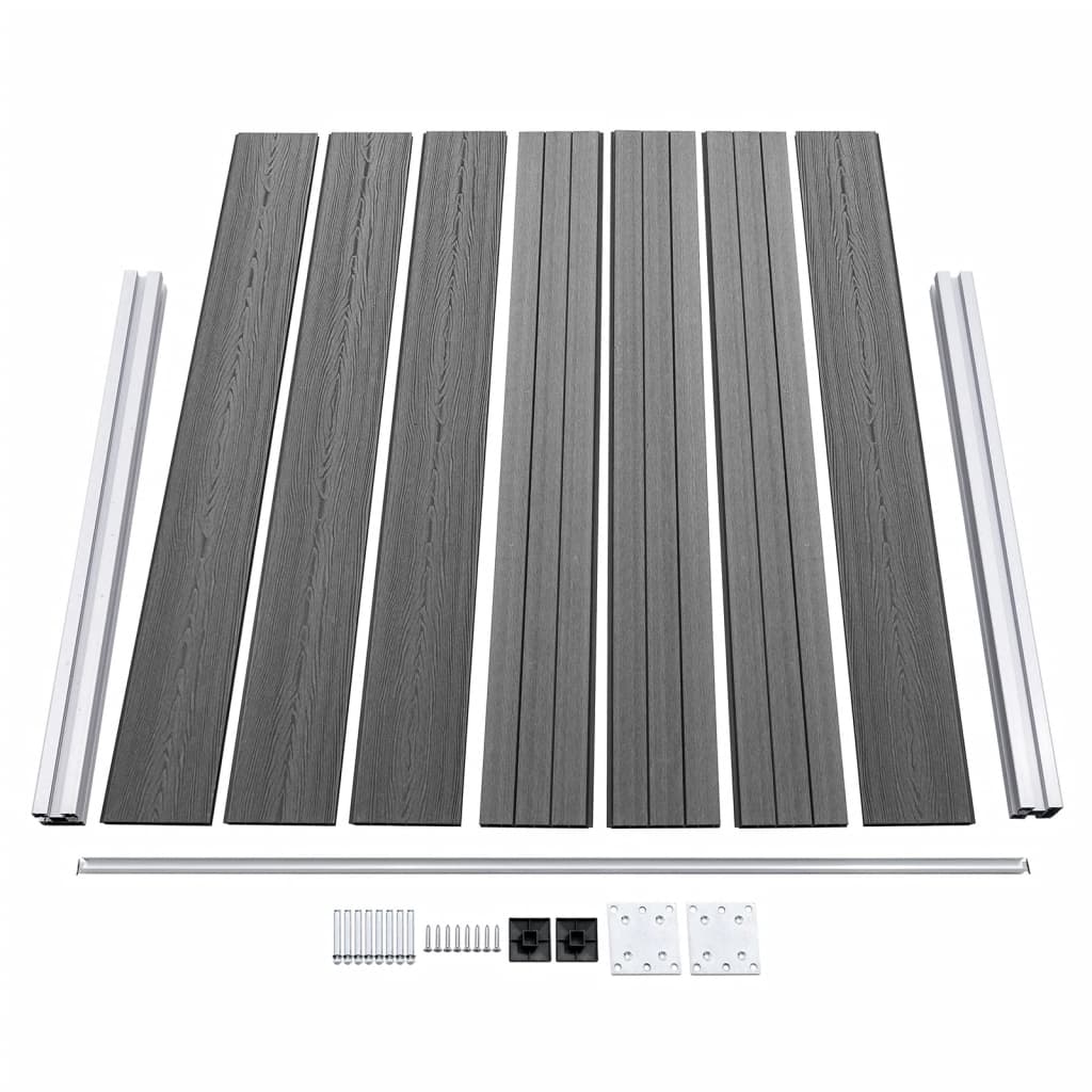 WPC Fence Panel Set 872 X 146 Cm Gray