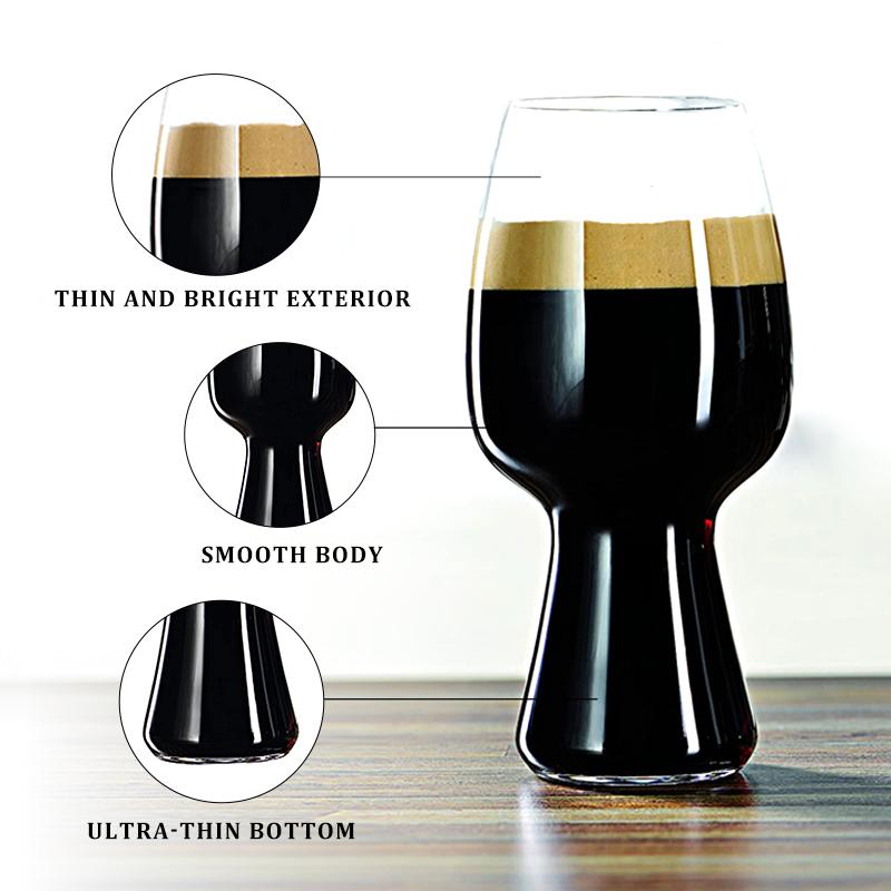 2PCS 20.2oz Ultra-thin Stout Beer Cup Exquisite Craft Glass  Cold Drink Cup Beer Mug Ideal Gifts for Ale or Craft Beer Lovers