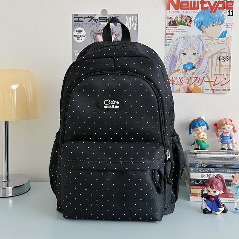 Schoolbag Small Fresh Sweet Cute Japanese College Wind Polka Dot Backpack Junior High School Students Casual Light Large Capacity Backpack