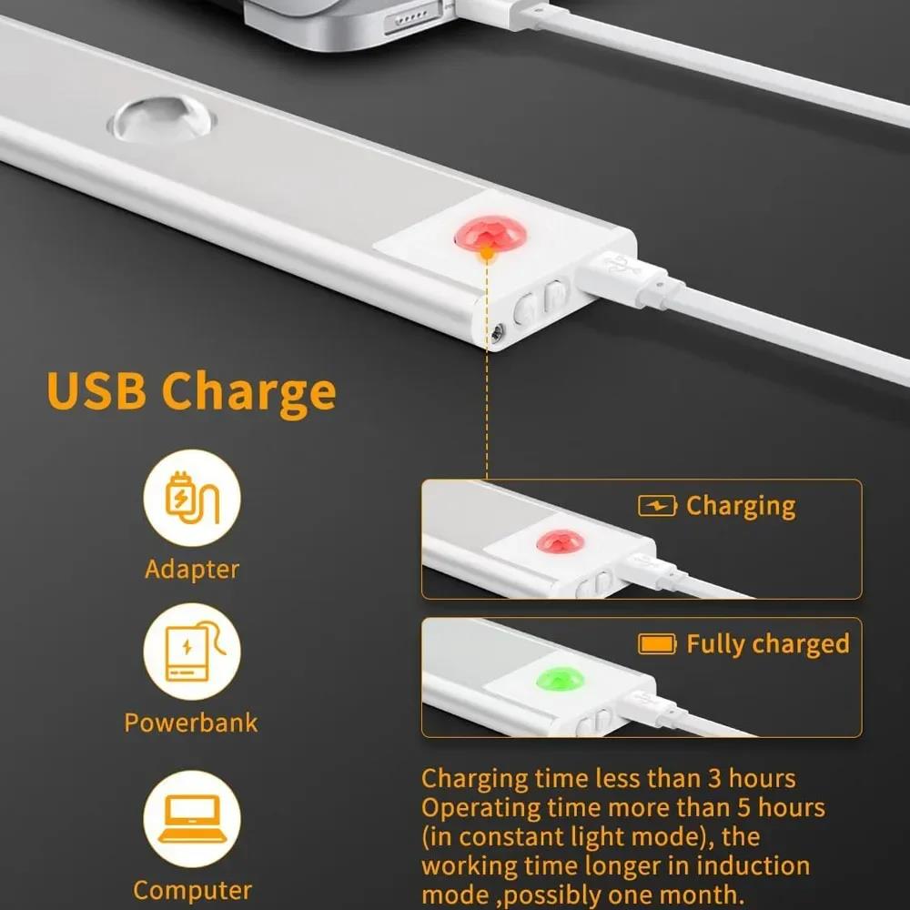 Night Light With Motion Sensor Rechargeable USB LED Strip Lights For Bedroom Bedside Table Kitchen Cabinet Lamp