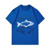 Men's 100% Cotton Crew Neck Short Sleeve T-Shirt, Vintage Three Fish Graphic Print Casual Lightweight Summer Tee for Daily Wear