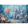Underwater World Backdrop Summer Mermaid Ocean Castle Kid Birthday Party Cake Smash Decor Banner Photography Background
