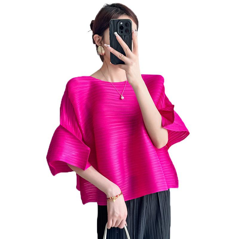 Romantic French Pleated Bell Sleeve Top - Women's Summer High-End Fashion T-shirt