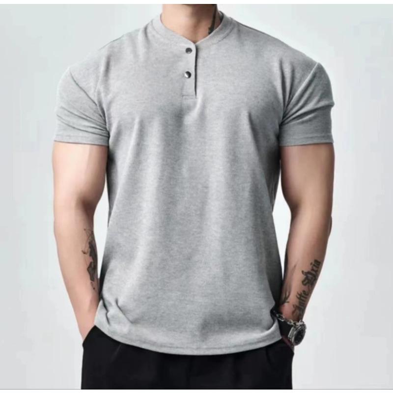 Men's Black Slim Fit Polo Shirt Casual Short Sleeve Streetwear Top