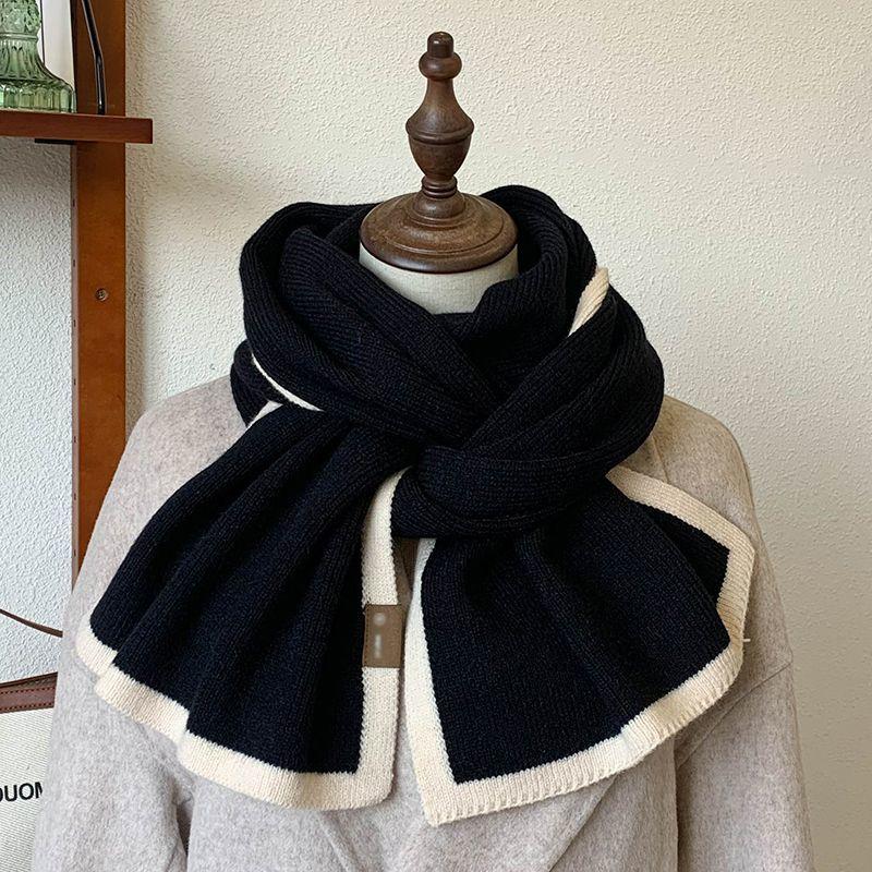 Schwarz & Weiß Warmer Schal Winter High-End Niedlich Student Koreanischer Stil Nische Verdickt Vielseitig Unisex Halswärmer