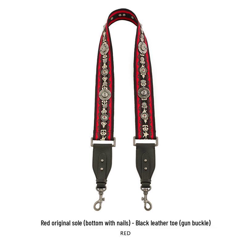 Ma Huang Shi Women's Genuine Leather Vintage Saddle Bag Strap with Rivets