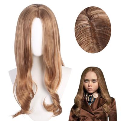 60cm Megan Cosplay Costume Wig M3GAN AI Doll Robots Megan 60cm Long Hair Heat Resistant Synthetic Halloween Role Play Wig