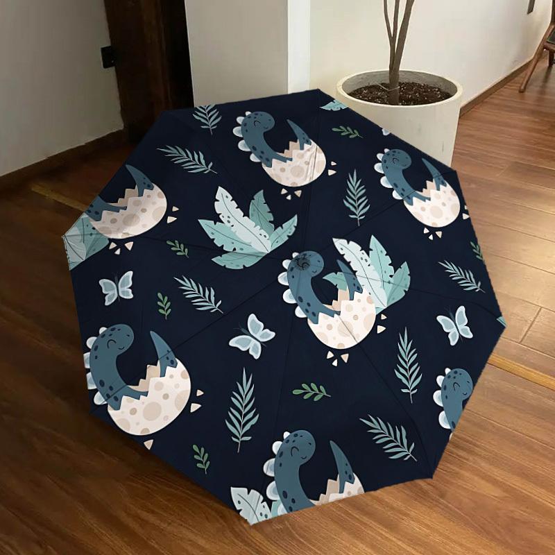 1PC Dino Eggs Automatic Folding Umbrella - Compact 8-Rib Design, Durable Plastic & Iron, Lightweight for Outdoor Daily Use, Festive Gift033